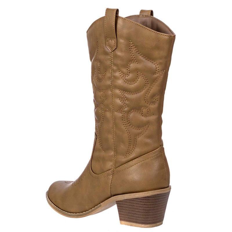 Charles Albert Cowboy Boots for Women Mid-Calf Boot Embroidered Western Cowgirl Boots in Tan Size 11 - Image 5